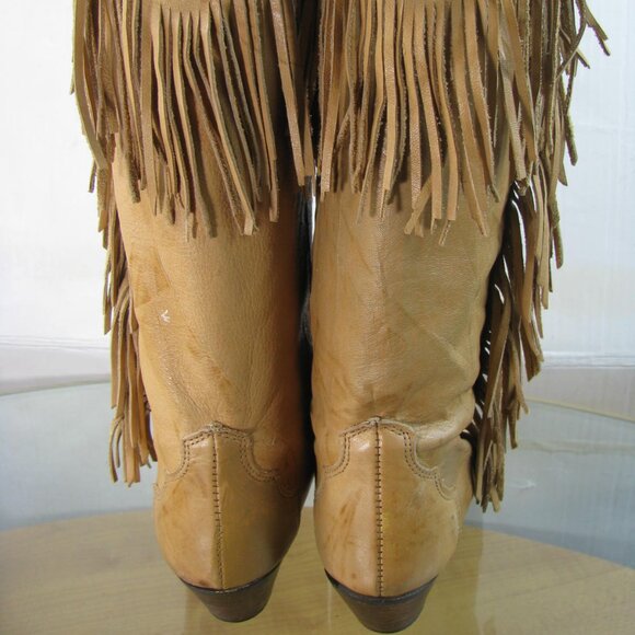 Dingo Women's Vintage Western Boots Tan Brown Fringe Leather Size 7.5 M - Picture 6 of 9